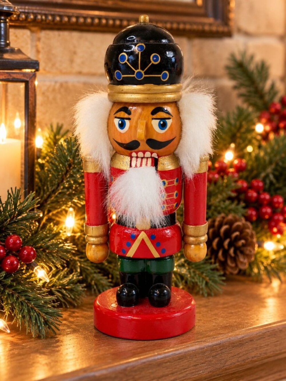 Holiday Lane Wooden Nutcracker 7" Red Gold Toy Soldier Christmas Holiday Decor